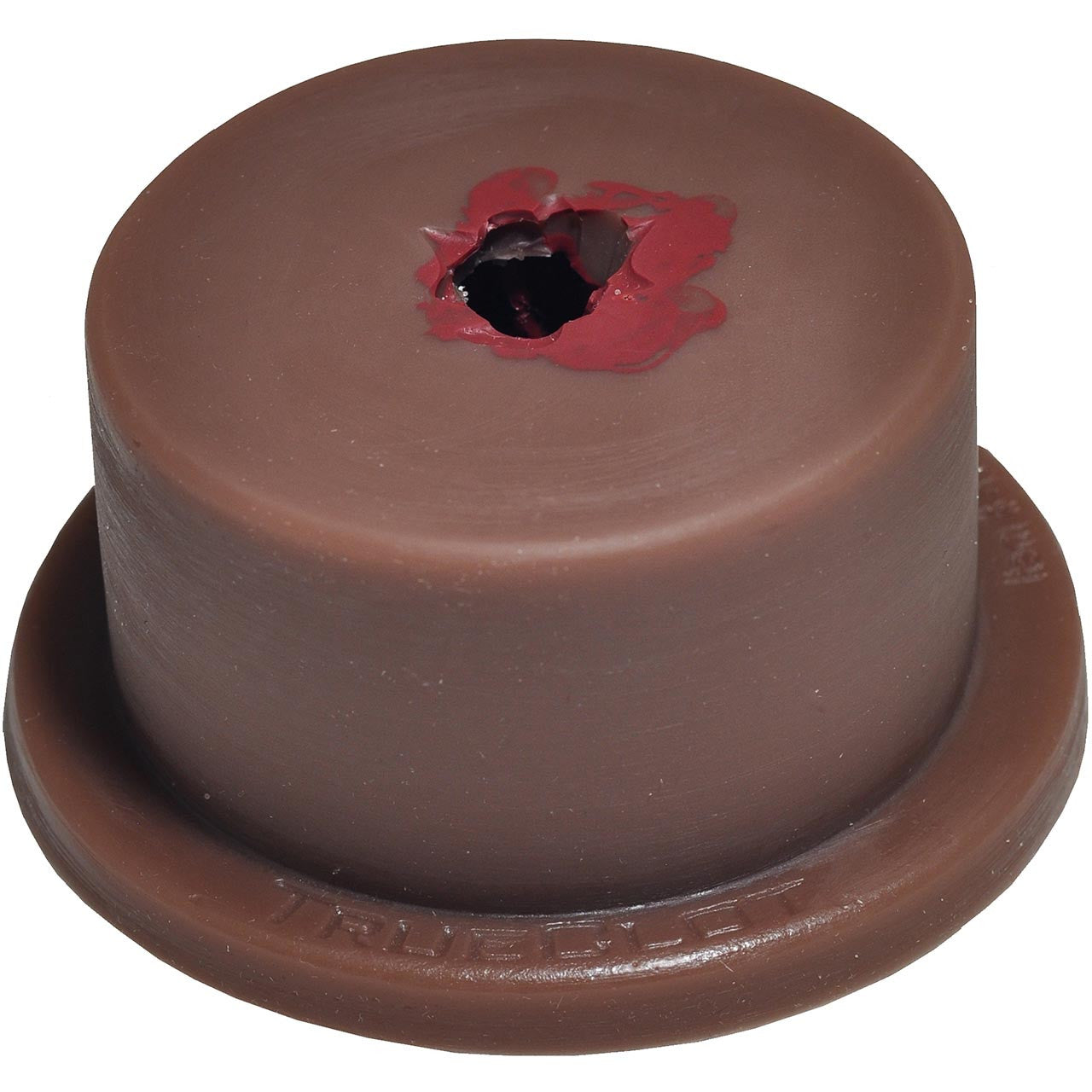 Dark Tone Luna TrueClot Basic Packing Trainer (BPT) wound simulator trainer showing artificial gun shot wound, side view