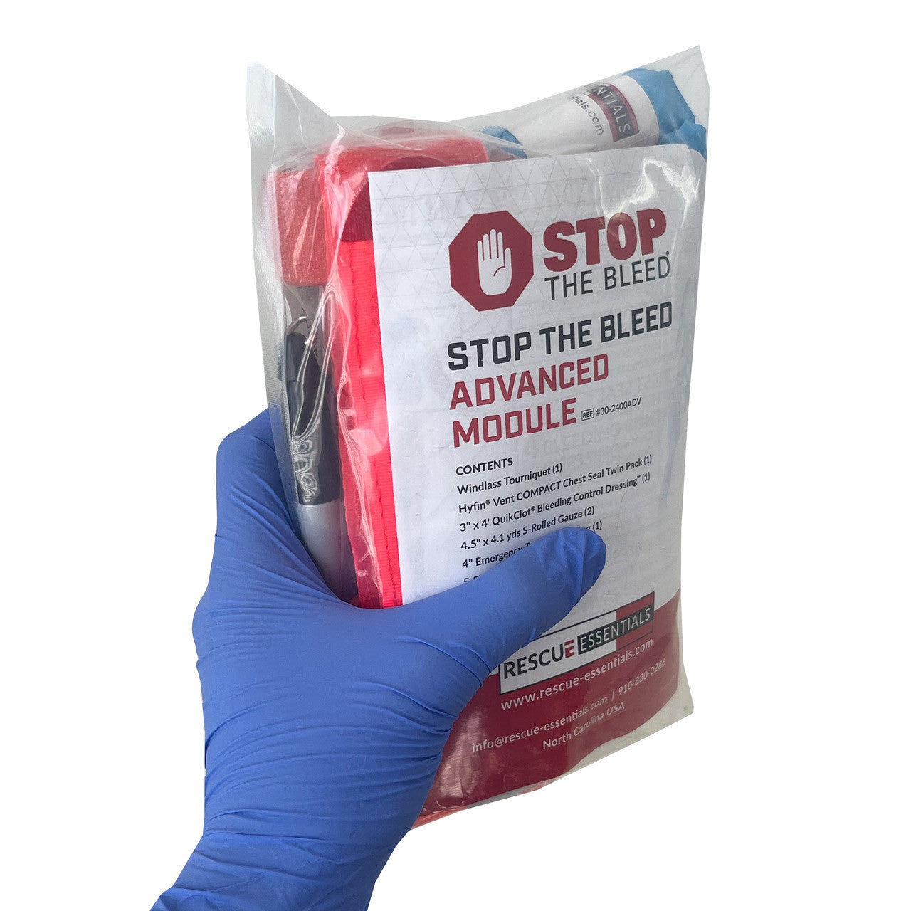 Stop the Bleed Advanced Module in hand, side view