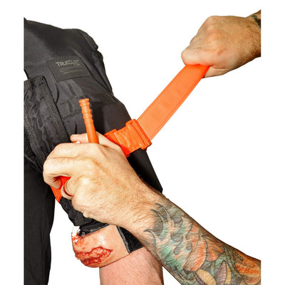 Tourniquet training in use on arm with CAT tourniquet