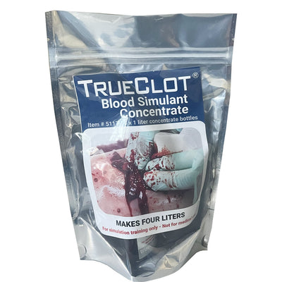 TrueClot® Blood Simulant Concentrate, in packaging (front)