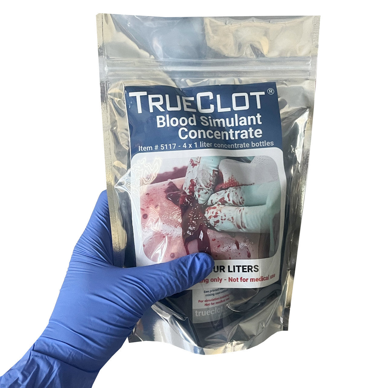 TrueClot® Blood Simulant Concentrate, in hand