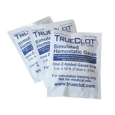 Simulated Hemostatic Gauze by TrueClot z-folded gauze, set of 3