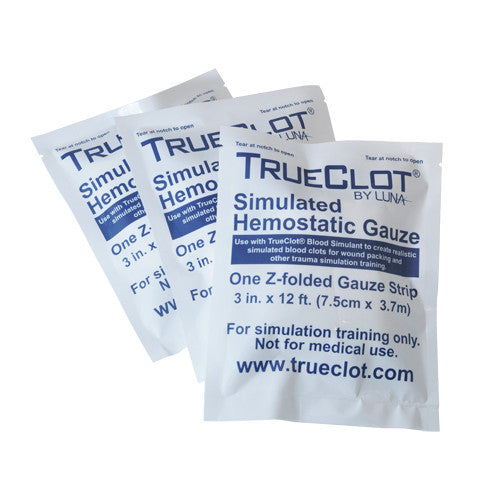 Simulated Hemostatic Gauze by TrueClot z-folded gauze, set of 3