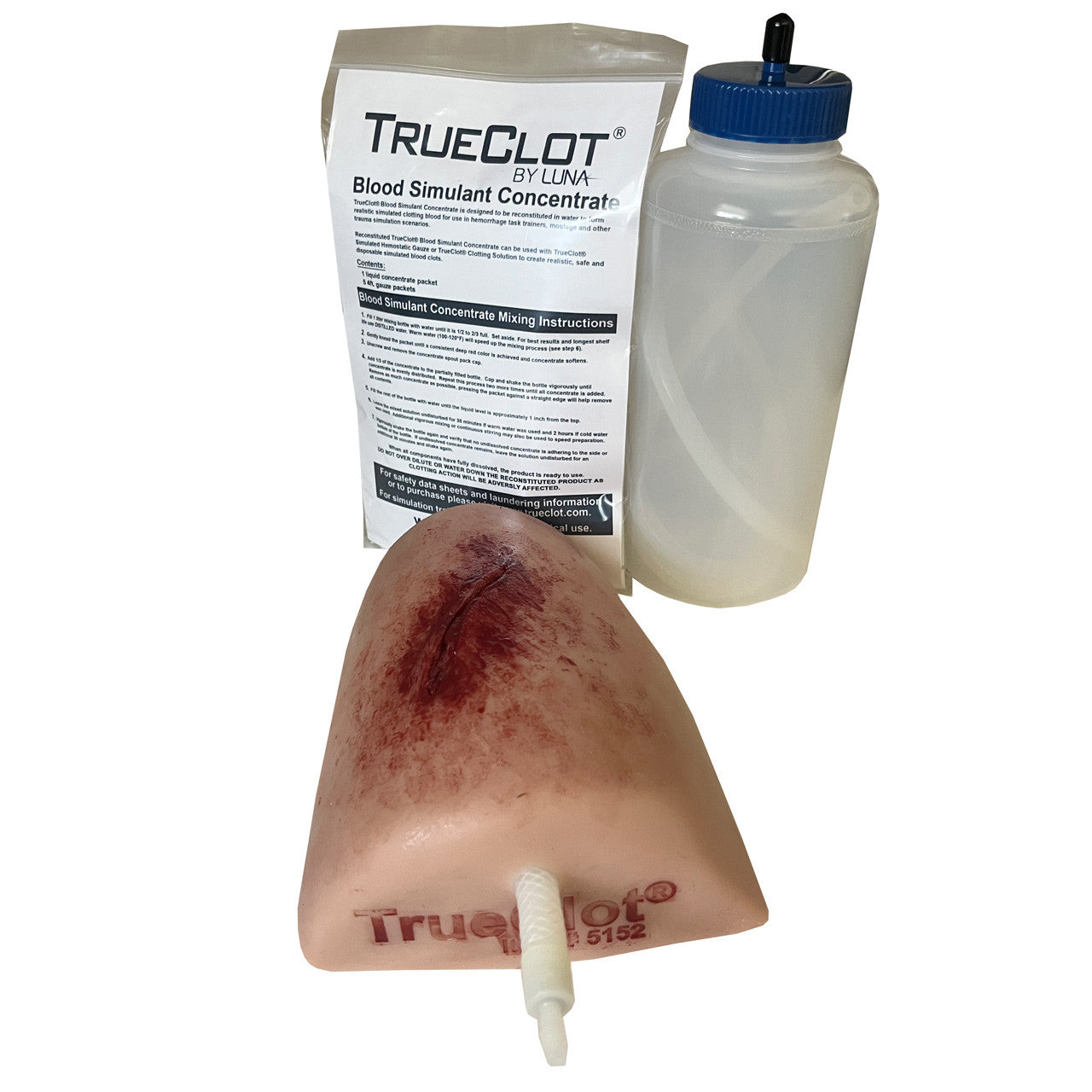 Light Tone TrueClot® Wound Packing Task Trainer  (Laceration), contents