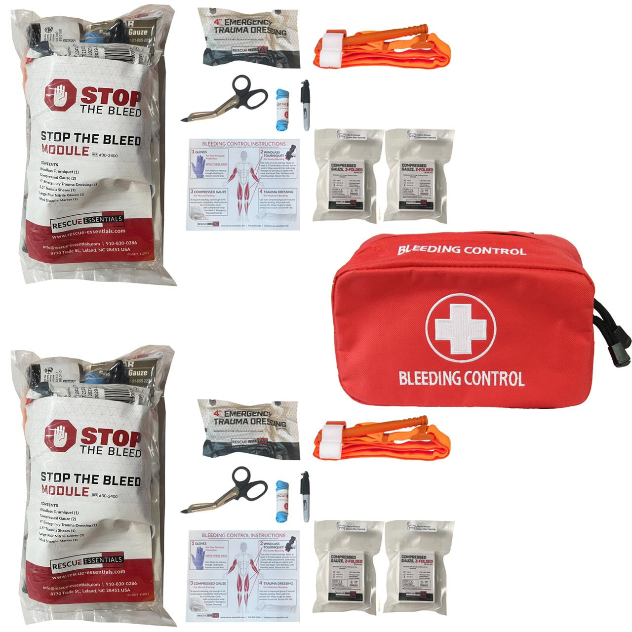 Stop The Bleed - Dual Treatment Kit with two modules and CAT tourniquets