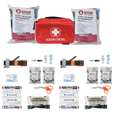 Stop The Bleed - Dual Treatment Intermediate Kit components with SAM XT tourniquet