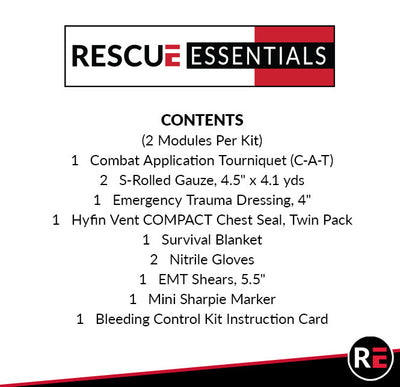 Stop The Bleed - Dual Treatment Intermediate Kit, components list