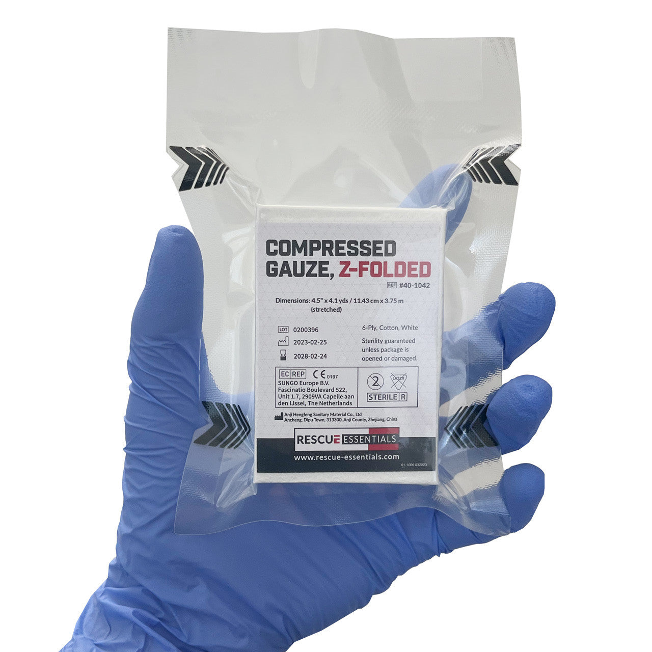 Rescue Essentials® Compressed Gauze, Z-folded- Package in hand