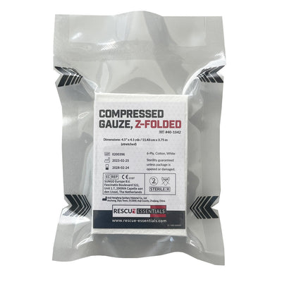 Rescue Essentials® Compressed Gauze, Z-folded- Package front