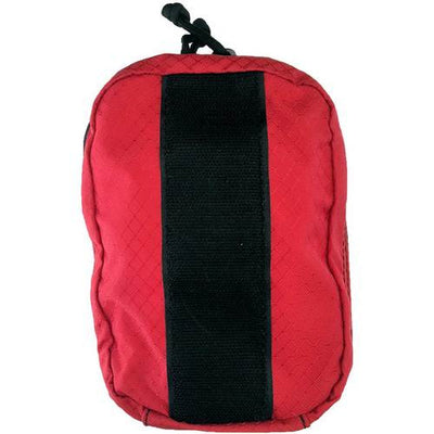 Rescue Essentials Bleeding Control Station IFAK (Individual) in nylon red pouch, back, showing Velcro backing