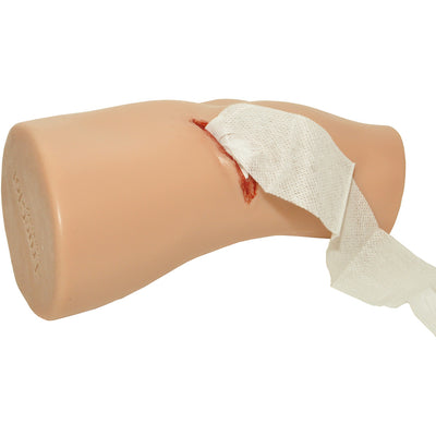 Light Tone PCT3 Leg Trainer by TrueClot with gauze stuffed in knife wound