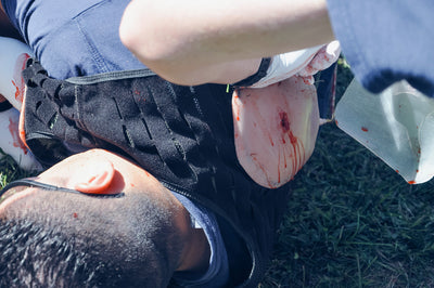 TrueClot Chest Seal Application Trainer, In use